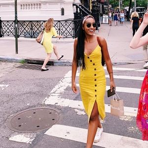 Yellow midi dress